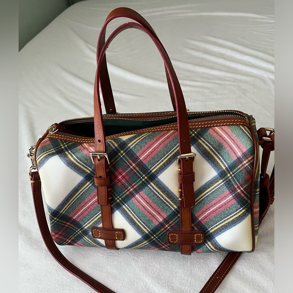 Dooney & Bourke tartan barrel satchel